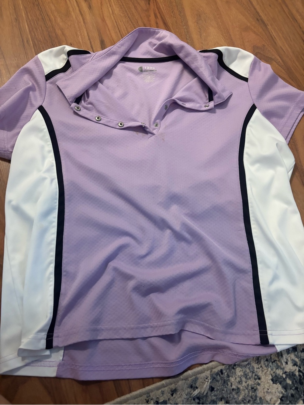 Izod Women's Lilac Polo golf shirt with White Panels and Black Trim